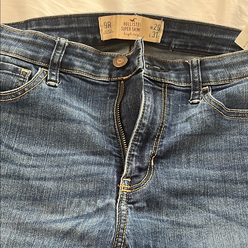 Hollister Blue Skinny Jeans with Vintage Faded Look